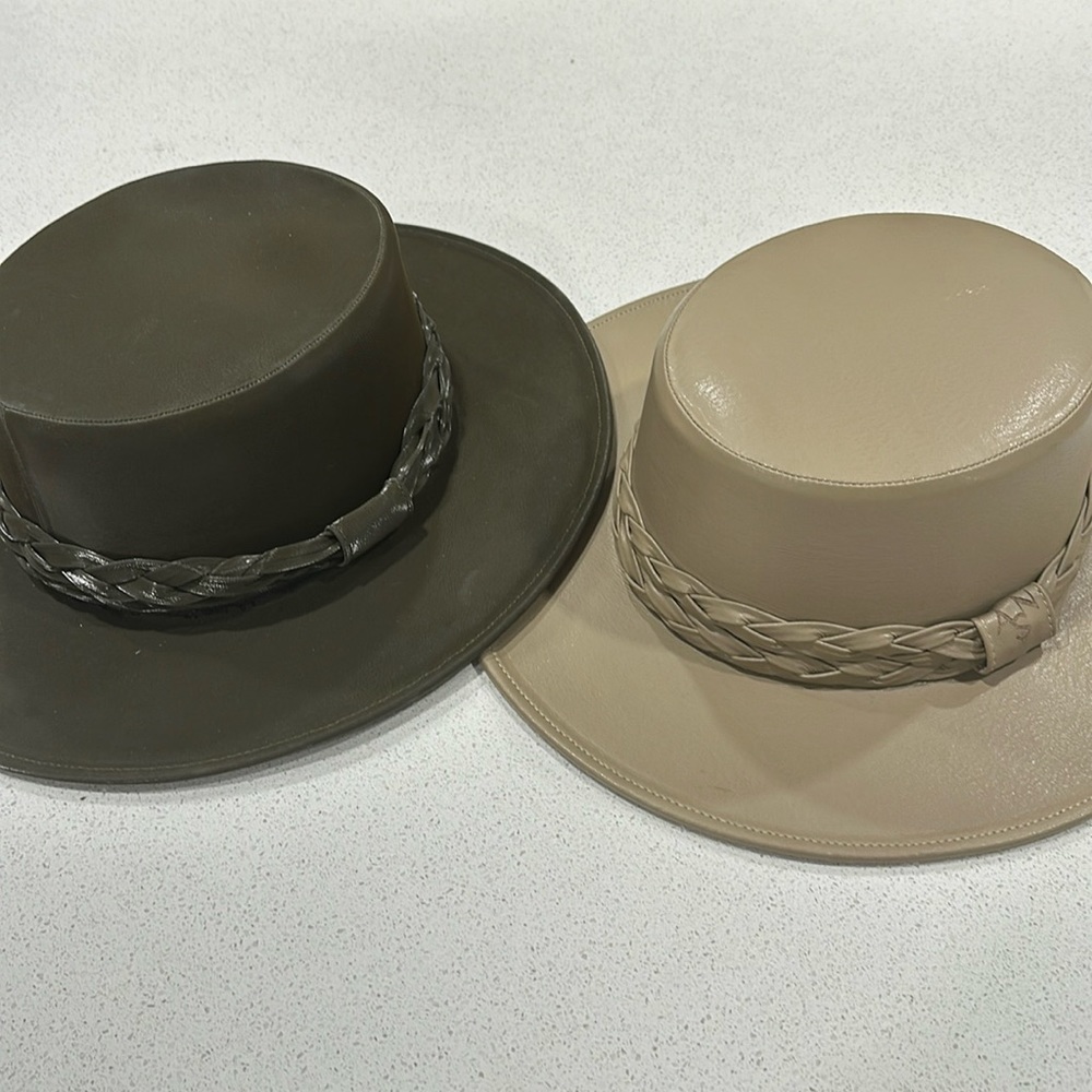 ASN cactus leather boater style hat with braided band!